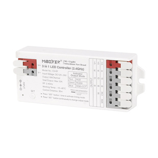 RF řídící jednotka 3v1 Mi-Light E3-RF pro RGB, RGBW, RGB+CCT pásky | 12V-24V | 12A | 