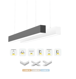 Závěsné / přisazené / vestavné LED svítidlo LINER | 120cm | 24-40W |  4800lm | přepínatelné CCT | 