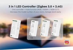 ZigBee jednotka 3v1 Mi-Light 037Z+ pro RGB, RGBW, RGB+CCT pásky | ZigBee 3.0+RF | TUYA | HUE | IKEA|