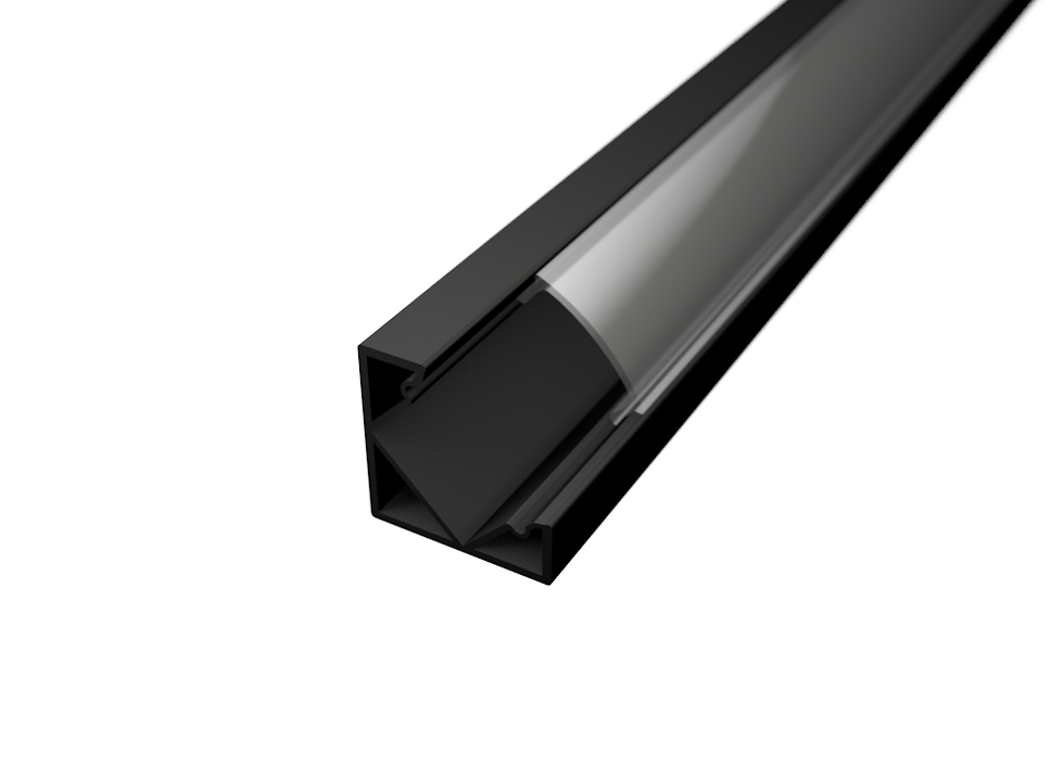 LED profil rohový - 45-BIG černý lak