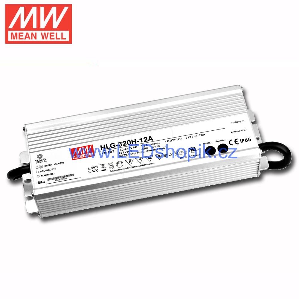 LED zdroj Meanwell HLG-320H-12A | 12V | 264W | 22A | IP65 | 