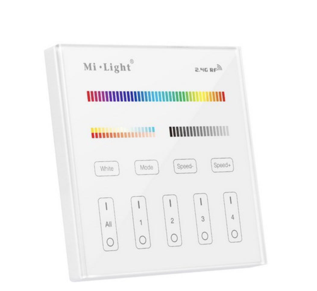 RF univerzální nástěnný ovladač Mi-LIGHT MLT4 pro RGB + CCT pásky - na 230V