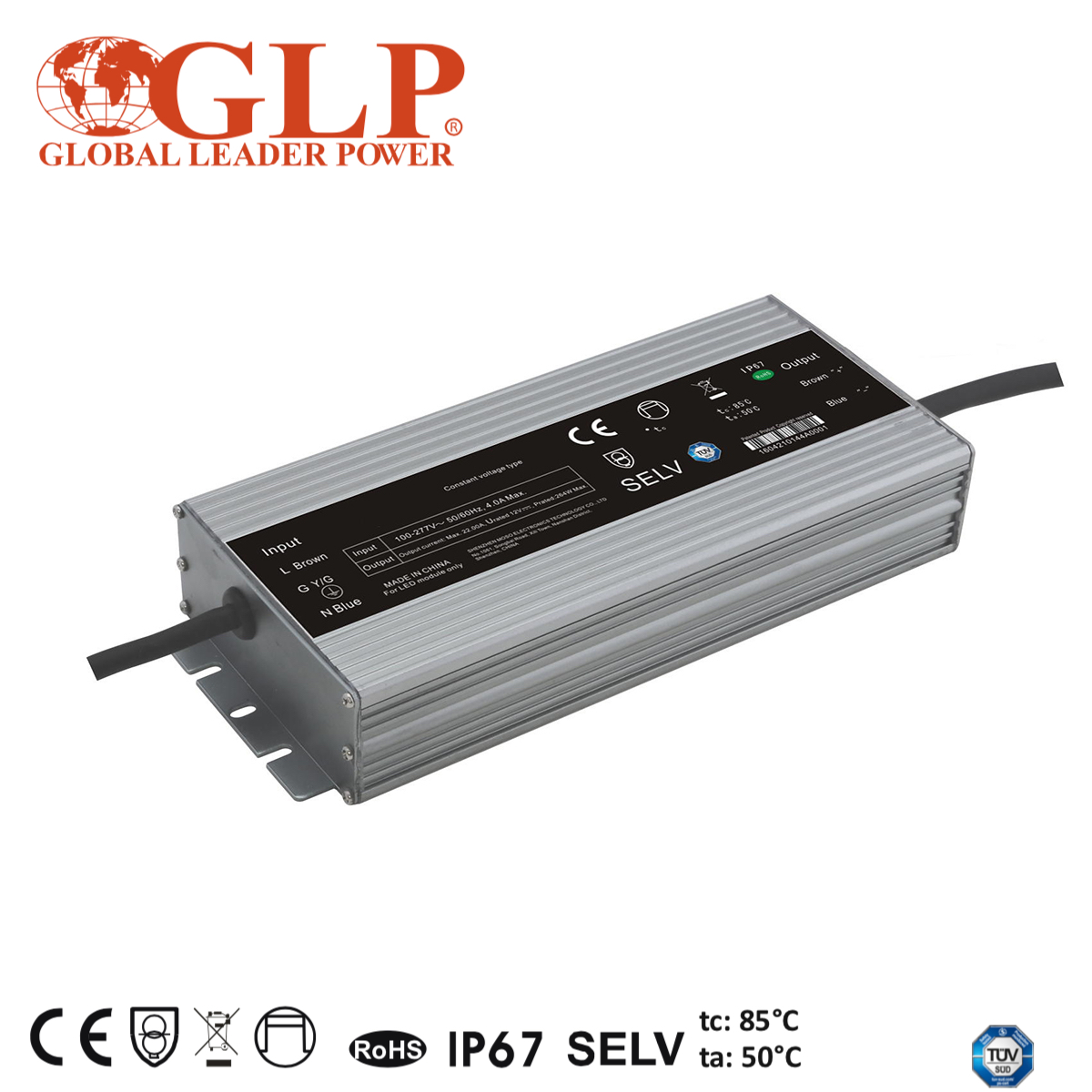 Voděodolný LED zdroj | 24V | 300W | 12,5A | IP67 | GLP | 