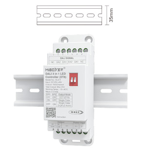 DALI univerzální řídící jednotka na DIN lištu 3v1 Mi-Light DL-2-T pro LED pásky | 12V-24V | 20A | 