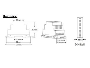 DMX 512 dekodér na DIN lištu | 4 kanály | 5A/1CH | 