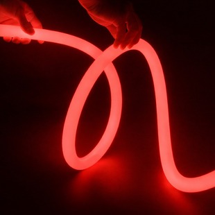 LED neon červený - kulatý R25 | bílé pouzdro | 10W | 24V | IP67 | výroba na míru |