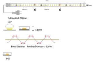 LED pásek PROFI na 230V | 2835 |120LED | 18W | IP67 | 10cm segment | 14MM |