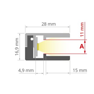LED profil na sklo KLUS KRAV-05IN