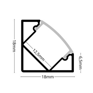LED profil rohový ALPI 45-BIG černý