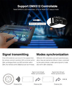 LED sestava ovládání Mi-Light 037SA+ 3v1 pro RGB, RGBW, RGBCCT pásky | 12A | 12-24V |