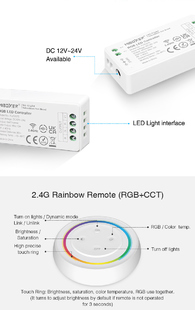LED sestava ovládání Mi-Light 037SA pro RGB pásky | 12A | 12-24V |