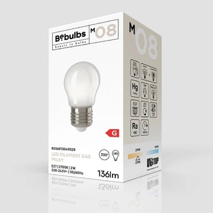 LED žárovka CA GLOBE-M08 | E27 | 230V | 2W | 136lm | 2700K | CRI>80 | mléčná