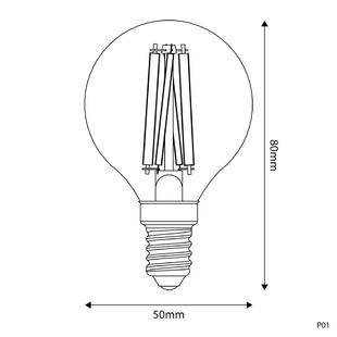 LED žárovka CA GLOBE-P01 stmívatelná | E14 | 230V | 5,9W | 550lm | 2700K | CRI>95 | porcelánově bílá
