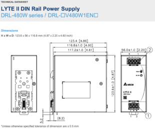 LED zdroj na DIN lištu DELTA DRL-480-24 | 24V | 480W | 20A |