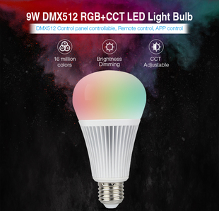 Mi-Light LED žárovka DMX512 | RGB+CCT | 9W | E27 |