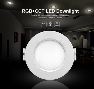 Mi-Light vestavné LED svítidlo FUT068 do podhledu RGB+CCT | 6W | 600lm |  2,4GHz+WiFi |