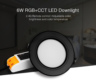 Mi-Light vestavné LED svítidlo do podhledu RGB+CCT | 6W | 600lm |  2,4GHz+WiFi | černé |