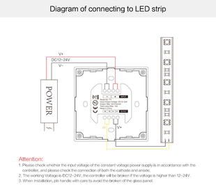 Nástěnný ovladač Mi-Light P1 pro jednobarevné LED pásky | 12-24V | 15A |