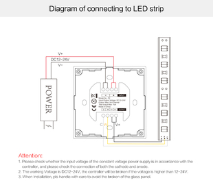 Nástěnný ovladač Mi-Light P2 pro CCT LED pásky | 12-24V | 15A |
