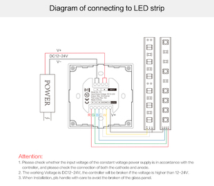 Nástěnný ovladač Mi-Light P3 pro RGB/RGBW/RGB+CCT LED pásky | 12-24V | 15A |
