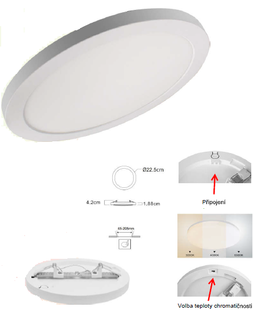 Přisazené LED svítidlo SCR-24 | 24W | Ø 330mm | kulaté | bílé | přepínatelné CCT | 