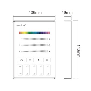 RF nástěnný ovladač Mi-Light B9 pro digitální pásky | 8 scén | bílý |