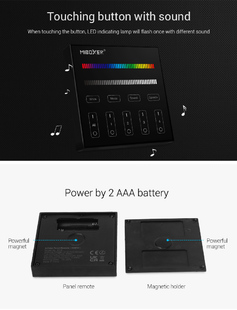 RF nástěnný ovladač Mi-LIGHT MLB3 pro RGB/RGBW pásky - na baterie | černý |