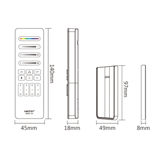 RF ovladač Mi-Light C10 pro digitální pásky | 4 zóny | 1 scéna | černý |