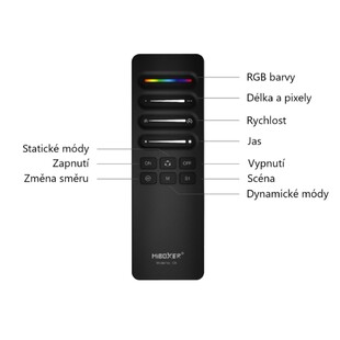 RF nástěnný ovladač Mi-Light C6 pro digitální pásky | 1 scéna | černý |