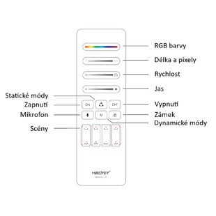 RF ovladač Mi-Light C9 pro digitální pásky | 8 scén | černý | 