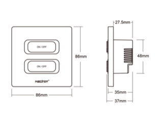 RF ovladač Mi-Light ESR2T pro jednobarevné LED | 2,4GHz | 230V | KU68 | stmívání | 2 zóny | bílý |