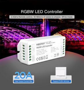 RF řídící jednotka Mi-Light ML038P pro RGBW LED pásky | 12V-36V | 20A | PUSH |