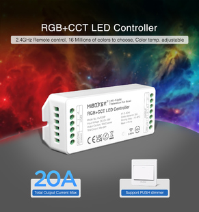RF řídící jednotka Mi-Light ML039P pro RGB+CCT LED pásky | 12V-36V | 20A | PUSH |