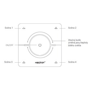 RF univerzální dálkový ovladač K0 Mi-Light pro jednobarevné a CCT LED - 4 scény | bílý