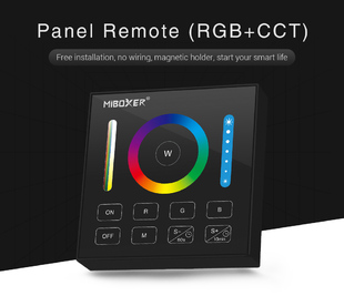 RF univerzální nástěnný ovladač Mi-LIGHT B0-B pro RGB + CCT pásky | černý | - jednokanálový