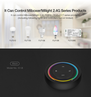 RF univerzální ovladač Mi-Light S2 pro RGB + CCT LED | 2,4GHz | bateriový |