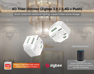 Triakový spínač a stmívač Mi-Light TRI-C1ZR pro LED | 230V | 2,4GHz+ZigBee | PUSH DIM | 300W | 