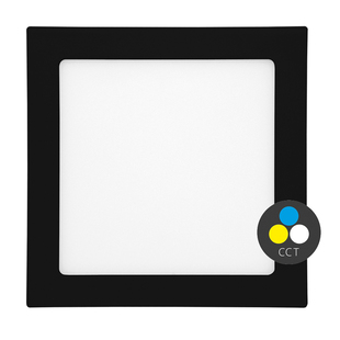 Vestavný LED panel | 18W | 225x225mm | čtverec | černý | přepínatelné CCT |