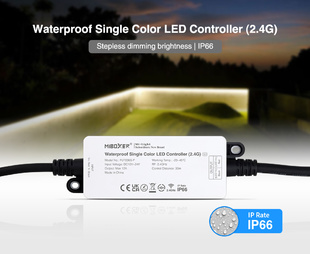Voděodolná RF řídící jednotka Mi-Light ML036S-P pro jednobarevné LED pásky | 12V-24V | 12A | IP66 |