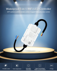 Voděodolná WiFi řídící jednotka Mi-Light WL5-WP pro LED pásky |12V-24V |15A| IP67 | GOOGLE HOME |