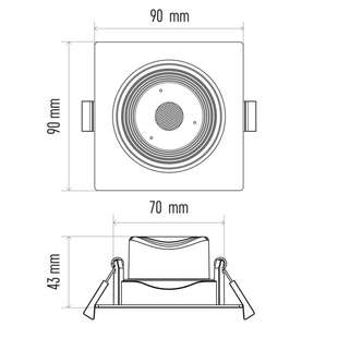 Výklopné LED bodové svítidlo 7W | bílé | čtverec | 7W |