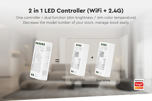 WiFi řídící jednotka 2v1 Mi-Light 035W+ pro bílé a CCT pásky |12V-24V |12A| TUYA | WIFI | PUSH |