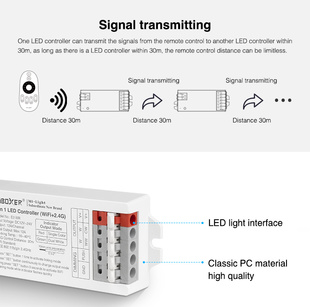 WiFi řídící jednotka 2v1 Mi-Light E2-WR pro bílé a CCT pásky |12V-24V |12A| TUYA | WIFI | PUSH |