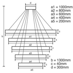 Závěsné stmívatelné LED svítidlo CURLY PENTA | 210W | Ø100cm | CCT 3000-6500K | 14000lm | černé | 
