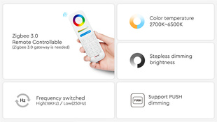 ZigBee řídící jednotka 2v1 Mi-Light 035Z+ pro bílé a CCT pásky | ZigBee 3.0+RF | TUYA | HUE | IKEA |