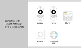 ZigBee řídící jednotka 2v1 Mi-Light 035Z+ pro bílé a CCT pásky | ZigBee 3.0+RF | TUYA | HUE | IKEA |