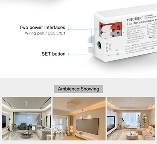 ZigBee řídící jednotka 2v1 Mi-Light E2-ZR pro bílé a CCT pásky | ZigBee 3.0+RF | TUYA | HUE | IKEA |